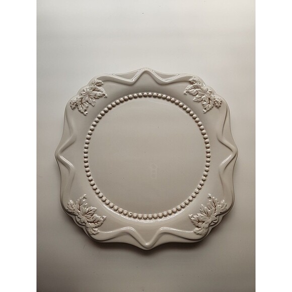Roscher & Co. Hera Collection Dinner Plate Square Raised Leaves Stoneware - Picture 1 of 4